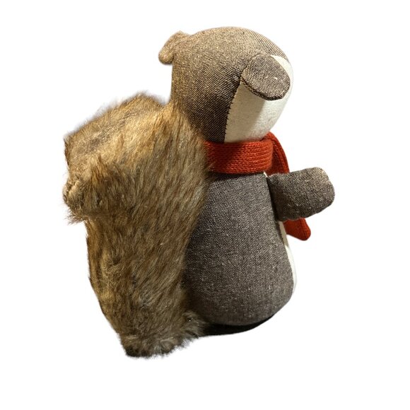 Tweed Plush Squirrel 8 1/2" High Cute Scarf Furry Tail - Picture 5 of 12